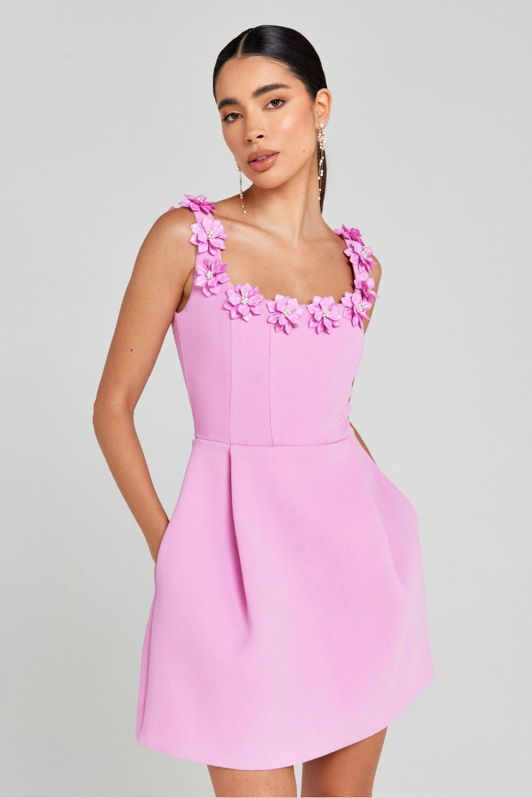 Vestido Mini Con Estampado Floral Y Escote Cuadrado Para Mujer | Ideal Para Eventos Y Salidas Nocturnas