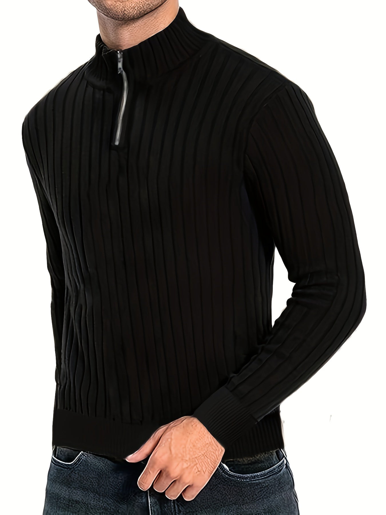 Jersey Con Cuello Alto Y Cremallera Para Hombre | Ideal Para Uso Diario Y Ocasional