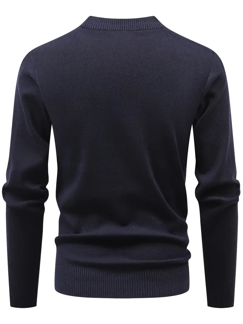 Jersey Ajustado Con Media Cremallera Frontal Y Cuello Redondo Para Hombres | Ideal Para Uso Diario E Informal