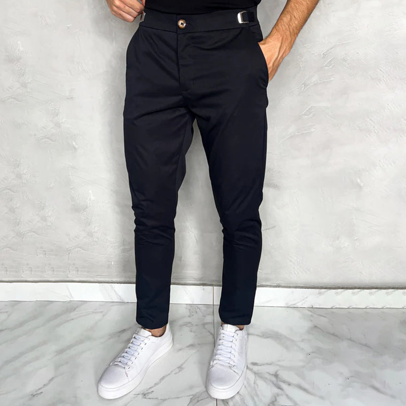 Pantalón Slim con Cierre de Botón y Bolsillos para Hombre | Ideal para Uso Diario