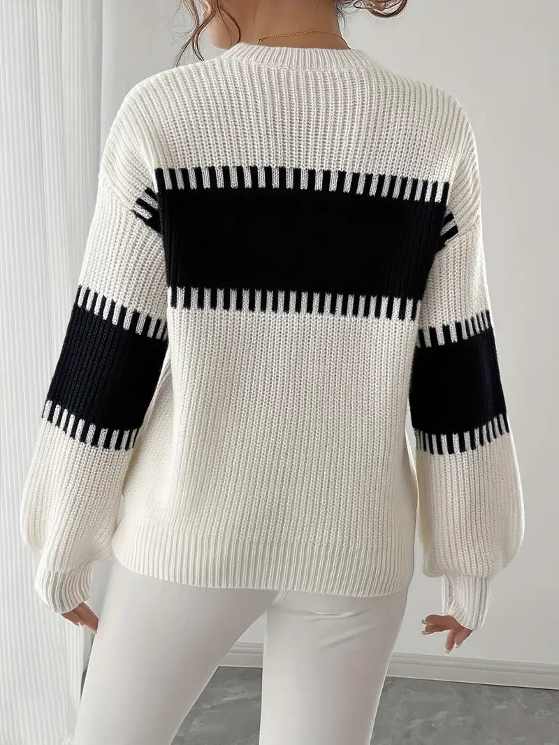 Jersey De Manga Larga Con Cuello Redondo Para Mujer | Ideal Para Uso Diario Y Trabajo
