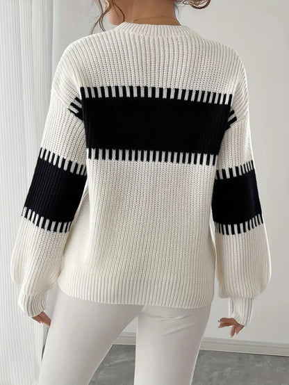 Jersey De Manga Larga Con Cuello Redondo Para Mujer | Ideal Para Uso Diario Y Trabajo