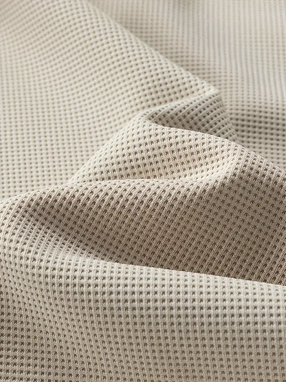 Camiseta Henley de Manga Larga con Textura de Patrón Tipo Panal para Hombre | Ideal para Uso Diario