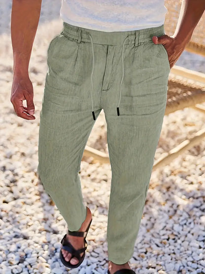 Pantalón Casual de Corte Amplio con Cintura Elástica y Cordón para Hombre | Ideal para Uso Diario
