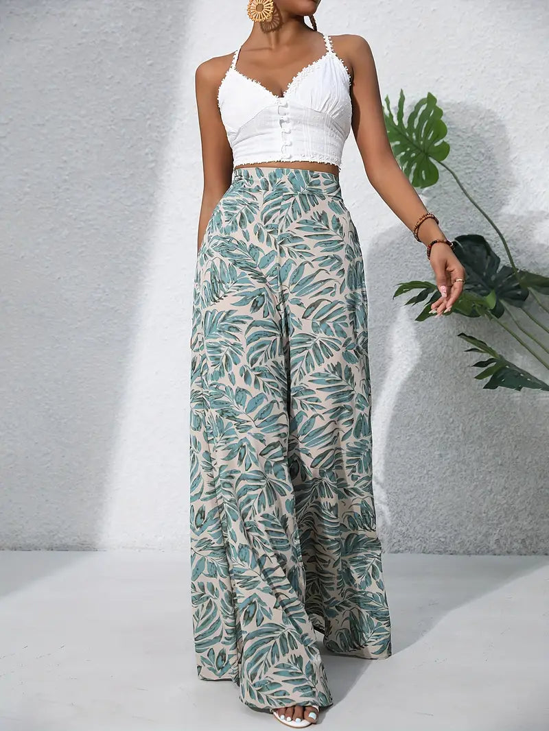 Pantalón Ancho con Motivos Impresos para Mujer | Ideal para Días Cálidos y Salidas Informales