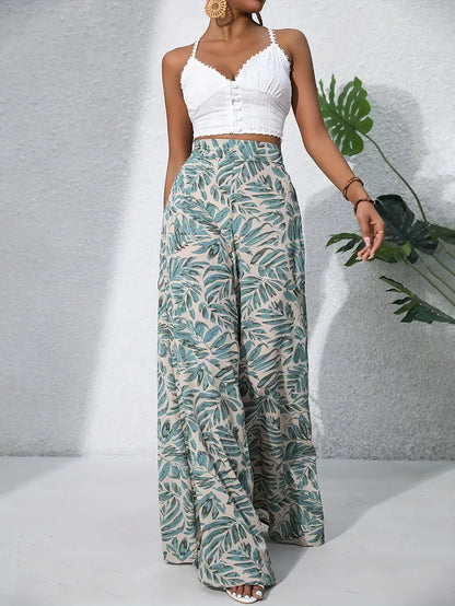 Pantalón Ancho con Motivos Impresos para Mujer | Ideal para Días Cálidos y Salidas Informales