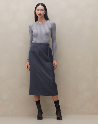 Falda Midi de Corte Sastre con Cintura Ajustable para Mujer | Ideal para Uso Profesional
