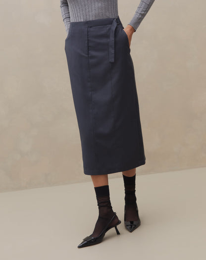 Falda Midi de Corte Sastre con Cinturón Ajustable para Mujer | Ideal para Uso Profesional o Actividades Planificadas