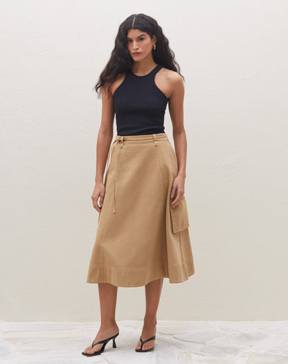 Falda Midi de Talle Alto con Lazo para Mujer | Ideal para Salidas de Noche o Eventos Planificados