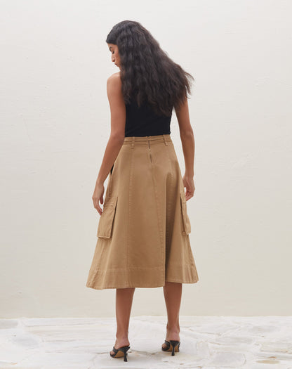Falda Midi Estructurada de Talle Alto con Cierre de Lazo para Mujer | Ideal para Noche y Eventos Formales