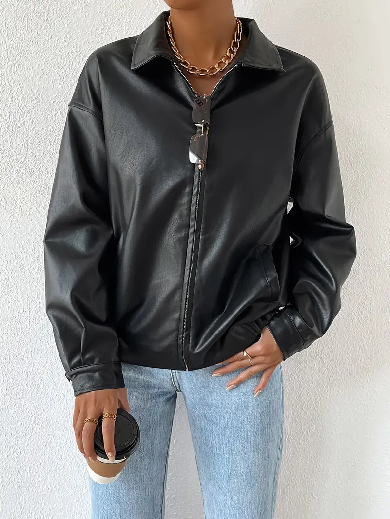 Chaqueta Recta Ligeramente Oversize Con Bolsillos Laterales Para Mujer | Ideal Para Uso Diario Y Actividades Urbanas