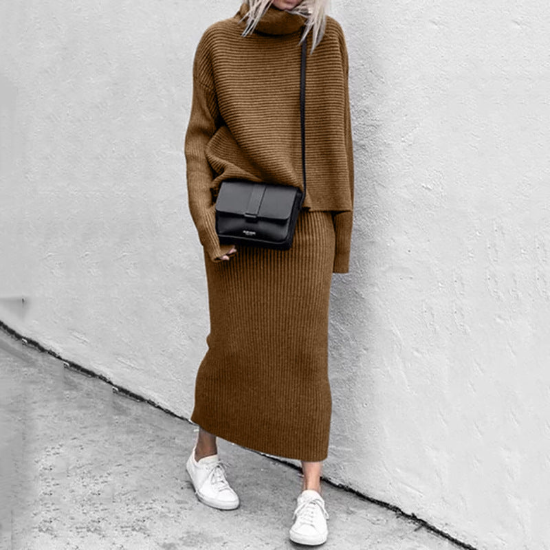 Conjunto de Dos Piezas con Jersey Oversize y Falda Midi Ajustada para Mujer | Ideal para Días Informales o Ciudad