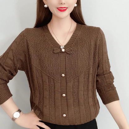 Jersey De Punto Calado Con Puños Y Dobladillo Acanalados Para Mujer | Ideal Para Uso Diario Y Todas Las Estaciones