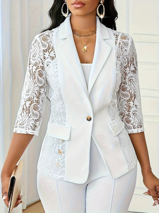 Blazer Blanco con Mangas 3/4 para Mujer | Ideal para Oficina u Ocasiones Variadas