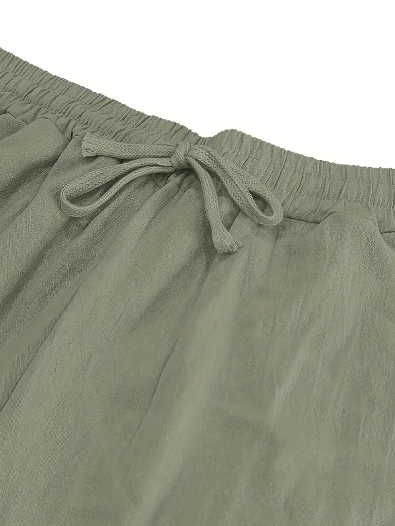 Pantalón Casual de Corte Amplio con Cintura Elástica y Bolsillos Profundos para Hombre | Ideal para Uso Diario