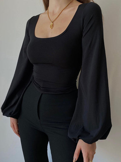 Top con Escote Cuadrado y Mangas Abullonadas para Mujer | Ideal para Uso Diario y Diferentes Ocasiones