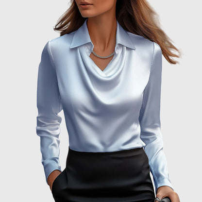 Blusa Fluida Con Cuello Plisado Para Mujer | Ideal Para Uso Diario En Interior Y Exterior