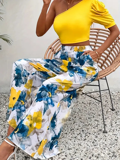 Pantalón Ancho con Estampado Floral Integral para Mujer | Ideal para Días Cálidos y Salidas Informales