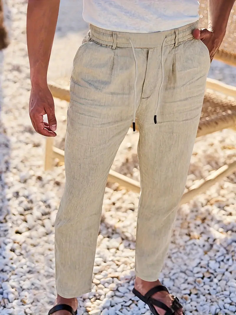 Pantalón Casual de Corte Amplio con Cintura Elástica y Cordón para Hombre | Ideal para Uso Diario