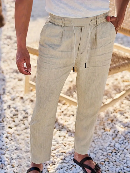 Pantalón Casual de Corte Amplio con Cintura Elástica y Cordón para Hombre | Ideal para Uso Diario