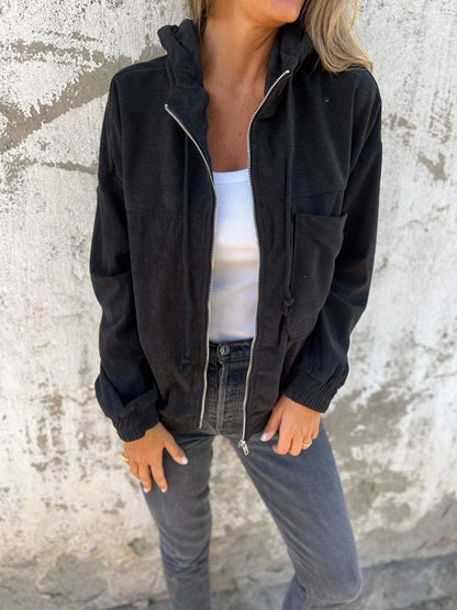 Chaqueta Con Cremallera Frontal Y Capucha Para Mujer | Ideal Para Entretiempo