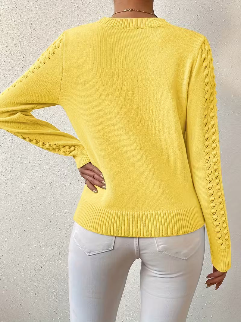 Jersey De Manga Larga Con Detalles De Encaje Para Mujer | Ideal Para Uso Diario Y Superposición