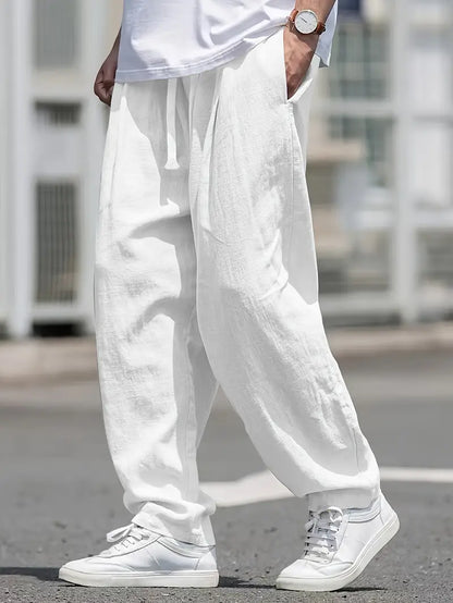 Pantalón Casual de Corte Amplio con Cintura Elástica y Bolsillos Profundos para Hombre | Ideal para Uso Diario
