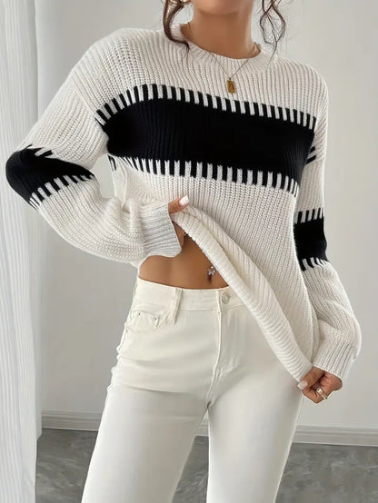 Jersey De Manga Larga Con Cuello Redondo Para Mujer | Ideal Para Uso Diario Y Trabajo