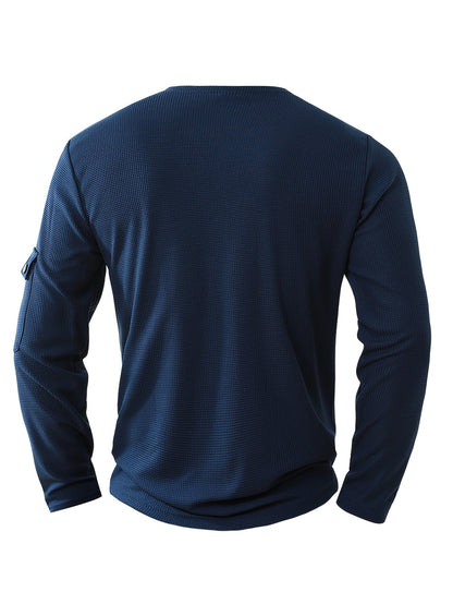 Polo De Manga Larga Con Apertura De Botones Y Bolsillos Para Hombre | Ideal Para Uso Diario
