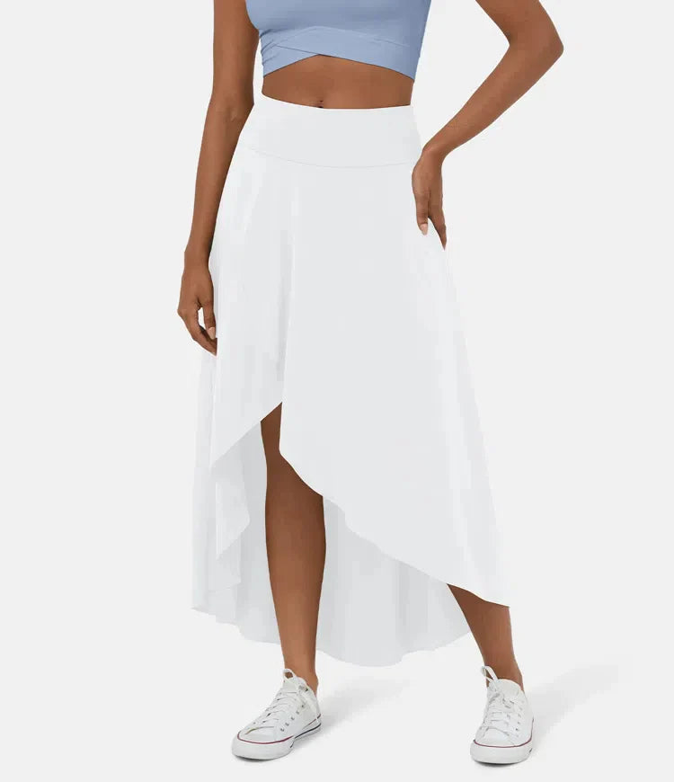 Falda Midi De Talle Alto Con Bajo Fruncido Para Mujer | Ideal Para Uso Diario