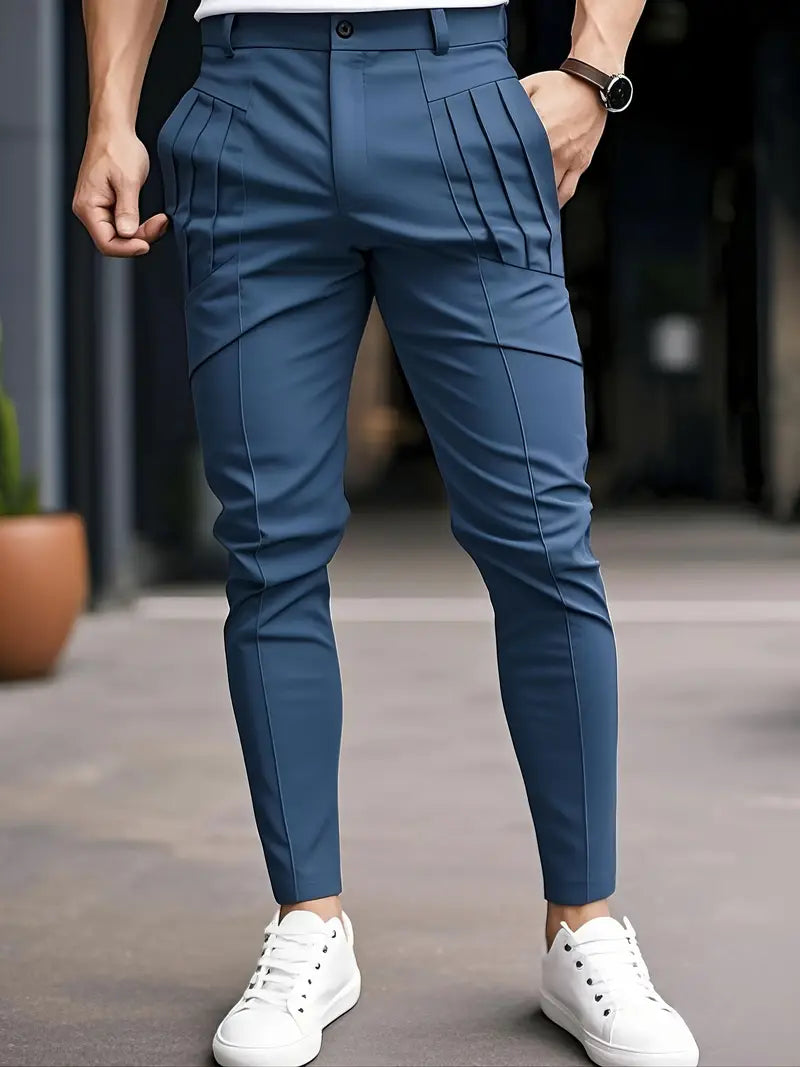 Pantalón Slim con Cintura Ajustada y Bolsillos Laterales para Hombre | Ideal para Uso Diario