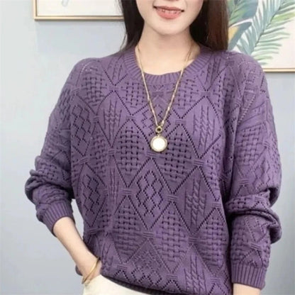 Jersey De Punto Calado Con Cuello Redondo Para Mujer | Ideal Para Uso Diario Y Todas Las Estaciones