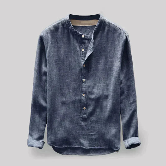 Camisa Con Cuello Mao Y Cierre Parcial De Botones Para Hombre | Ideal Para Uso Diario Y Actividades Variadas