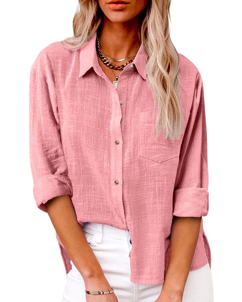 Camisa de Manga Larga con Cierre de Botones para Mujer | Ideal para Uso Diario y Semi-Formal
