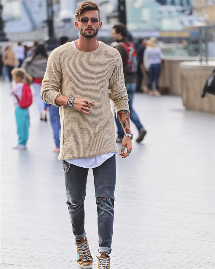 Jersey de Punto de Manga Larga con Corte Versátil para Hombre | Ideal para Uso Diario