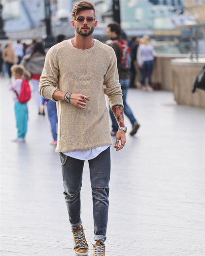 Jersey de Punto de Manga Larga con Corte Versátil para Hombre | Ideal para Uso Diario