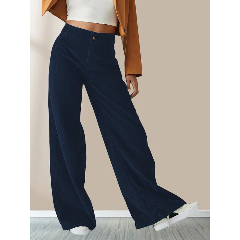 Pantalón Con Pierna Ancha Y Corte Holgado Para Mujer | Ideal Para Uso Diario
