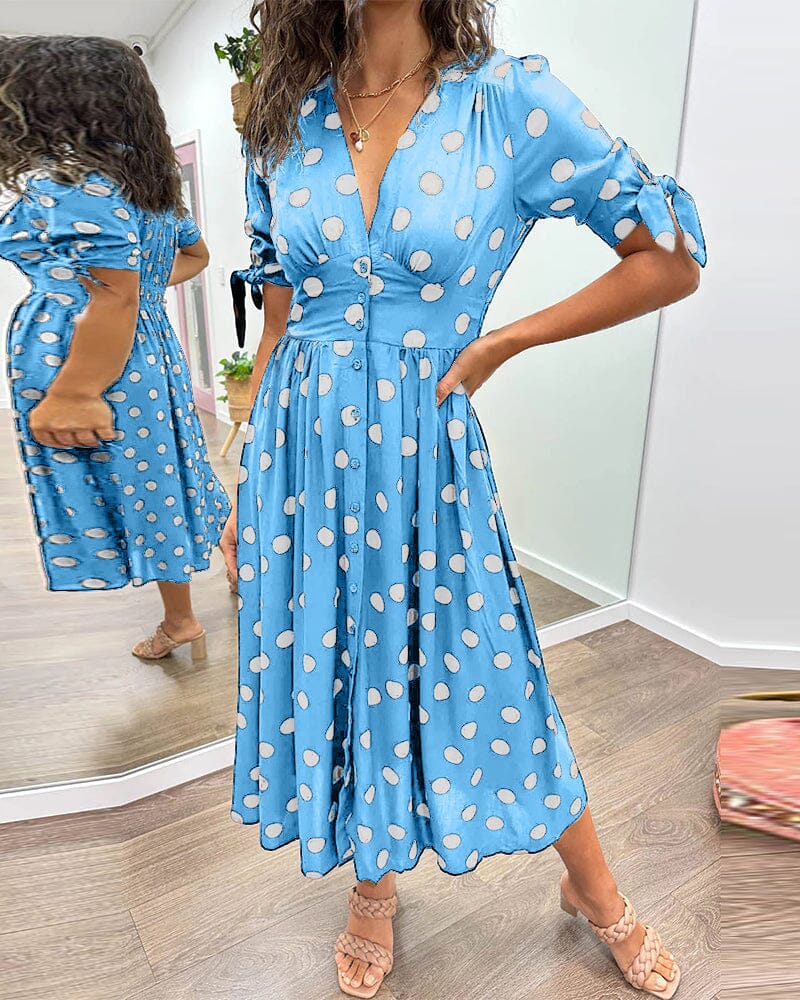 Vestido Midi con Estampado de Lunares para Mujer | Ideal para Salidas y Eventos de Verano