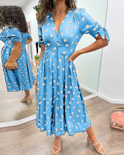 Vestido Midi con Estampado de Lunares para Mujer | Ideal para Salidas y Eventos de Verano