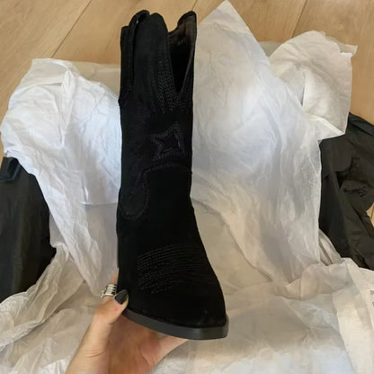 Botas Con Bordado Decorativo Y Punta Afilada Para Mujer | Ideal Para Otoño E Invierno