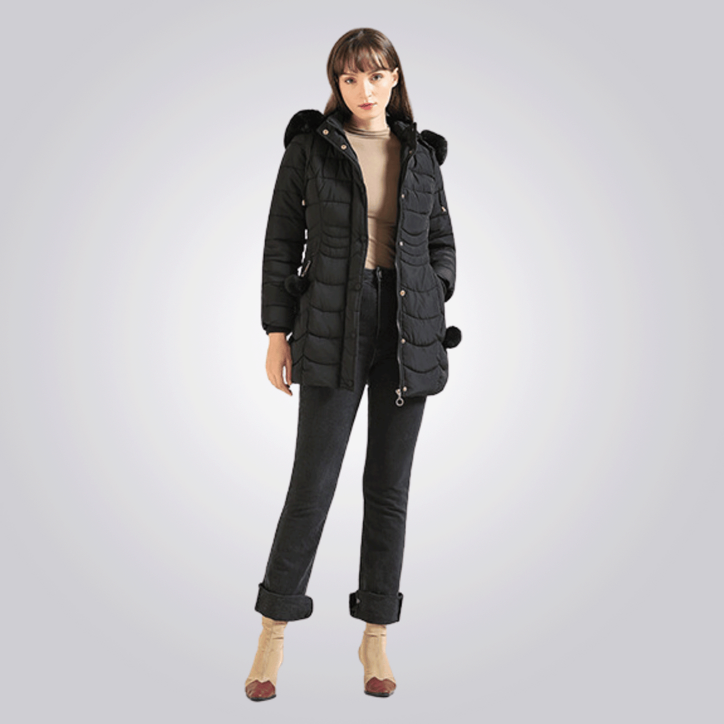 Manteau Largo Con Capucha Ajustable y Desmontable Para Mujer | Ideal Para La Temporada Fría
