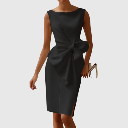Vestido Midi Con Corte Ajustado Y Detalle De Lazo En La Cintura Para Mujer | Ideal Para Eventos Y Ocasiones