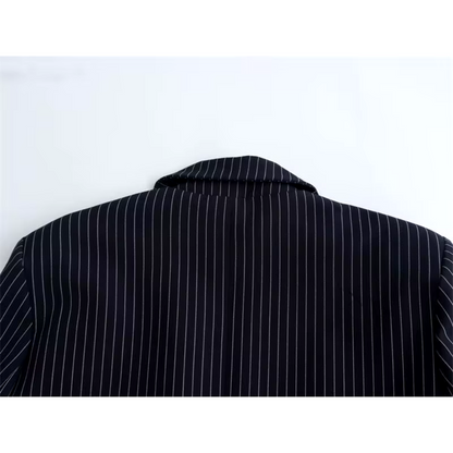 Blazer Corto con Doble Botonadura y Motivo de Rayas para Mujer | Ideal para Uso Diario y Ocasiones Formales