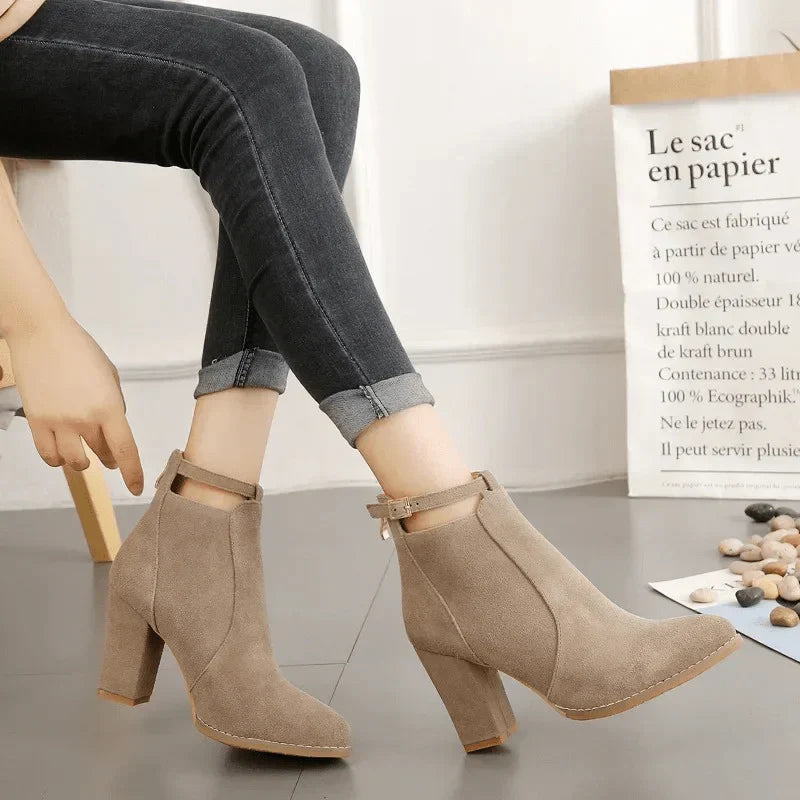 Botines con Tacón de Bloque Alto para Mujer | Ideal para Uso Diario y Eventos