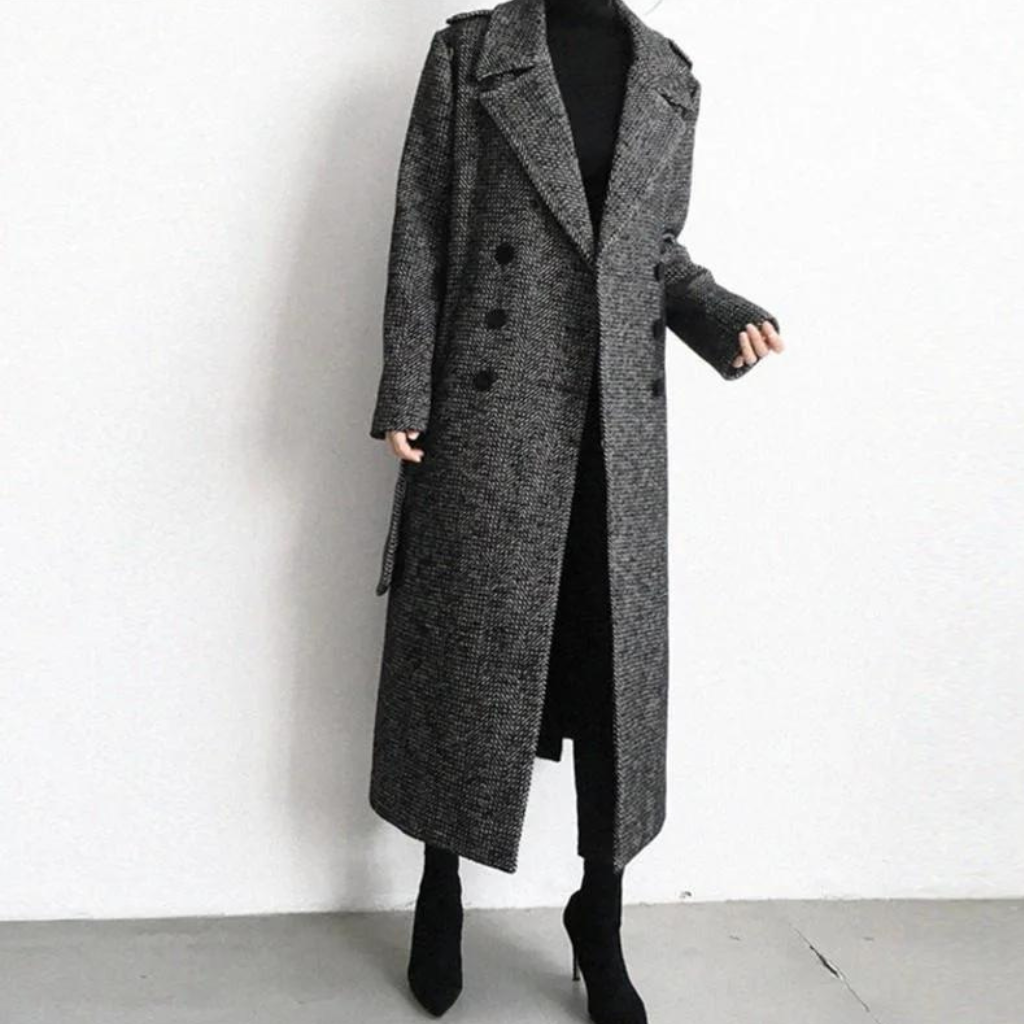 Abrigo Largo Con Motivo De Cuadros Para Mujer | Ideal Para Invierno