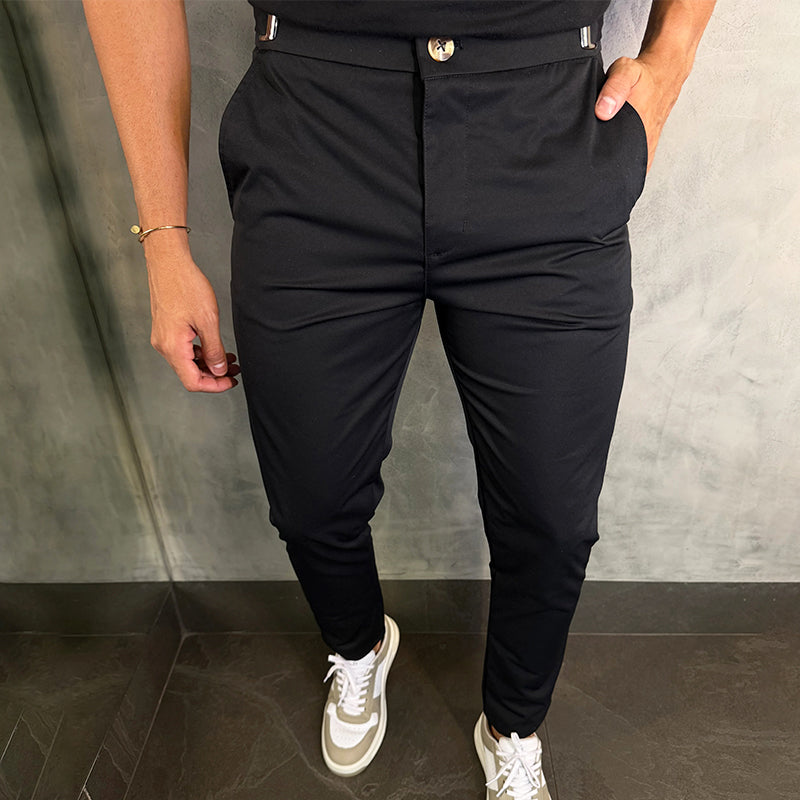 Pantalón Slim con Cierre de Botón y Bolsillos para Hombre | Ideal para Uso Diario