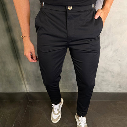 Pantalón Slim con Cierre de Botón y Bolsillos para Hombre | Ideal para Uso Diario