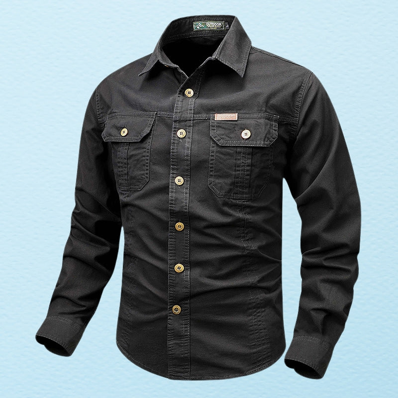 Camisa Con Cierre De Botones Y Bolsillos En El Pecho Para Hombres | Ideal Para Uso Diario Y Profesional