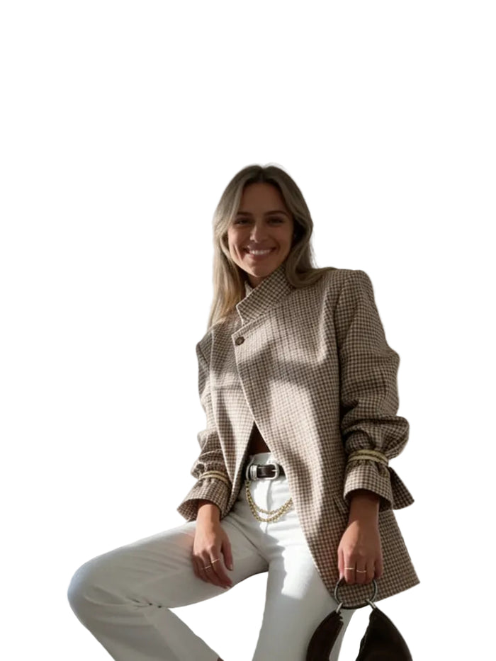 Blazer Estructurado Con Cuadros Para Mujer | Ideal Para Trabajo Y Uso Diario