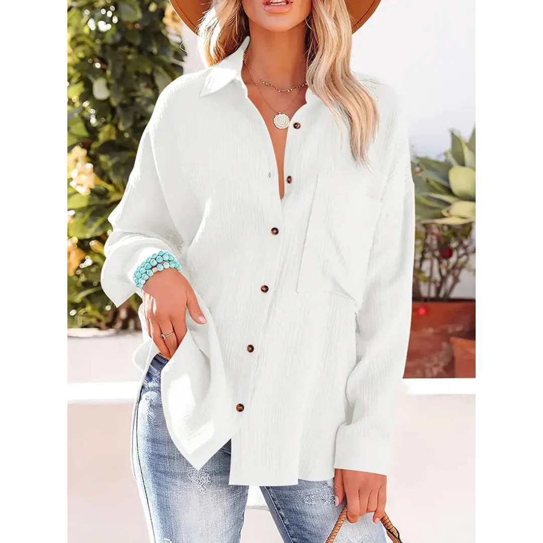 Camisa Con Corte Recto Y Mangas Largas Para Mujer | Ideal Para Uso Diario Y Profesional